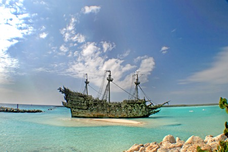 A replica of an old ship in the Caribbean.の写真素材