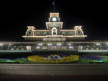 ORLANDO, FLORIDA - March 4, 2015 - The Main Street USA Train Station at the entrance to Magic Kingdom, Walt Disney World.のeditorial素材