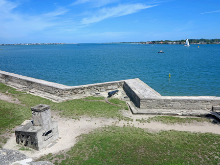 The Castillo de San Marcos Fort in St Augustine, Florida looking towards the Atlanticの写真素材
