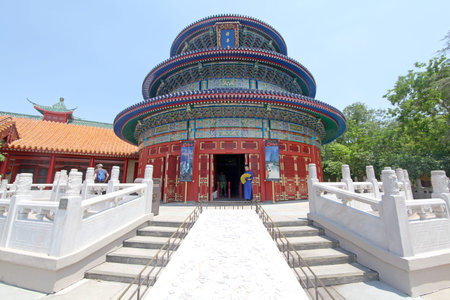 ORLANDO, FLORIDA - May 9, 2011 - The China Pavilion in Epcot, Walt Disney World, showing a replica of the Temple of Heaven in China.のeditorial素材