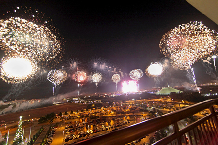 ORLANDO, FLORIDA - December 31, 2010 - The New Years Eve fireworks at Disney's Magic Kingdom, viewed for the Contemporary Resort, Walt Disney World.のeditorial素材