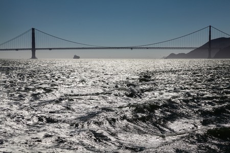 A silhouette of the Golden Gate Bridgeの写真素材
