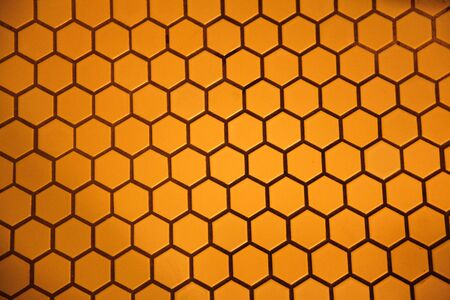 A tiled floor with a lot of hexagon shapesの写真素材