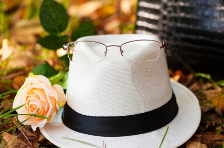 hat and glassesの写真素材