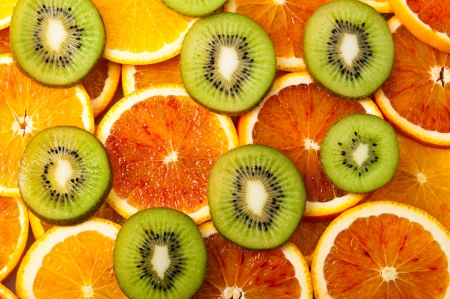 sweet oranges and kiwiの写真素材