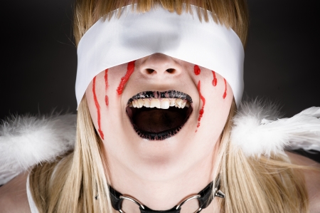 portrait of screaming fallen angelの写真素材