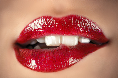 sensual lips closeupの写真素材