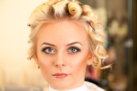 beautiful makeup woman in a beauty salon
