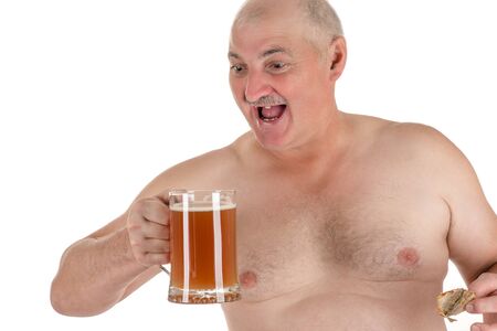 portrait adult man with a beer in handの写真素材