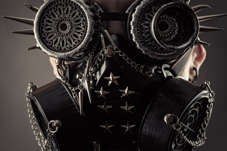 steampunk mask with spikes close upの写真素材