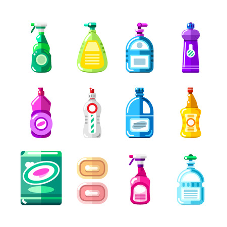 Household chemicals, cleansers and detergent.のイラスト素材
