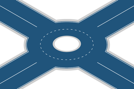 Empty roundabout junction isolated on white background. Vector isometric 3D illustration. Street and road traffic design element.のイラスト素材