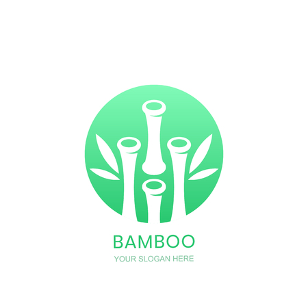 Bamboo logo concept. Vector circle icon design. Green plant symbol.のイラスト素材
