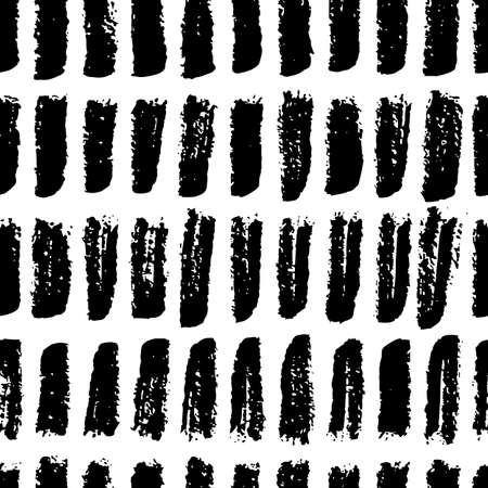 Abstract watercolor art brush strokes, stains, blots. Vector black white seamless pattern. Hand drawn fabric design, wrapping paper, trendy fashion textile print. Dry brush ink texture background.のイラスト素材