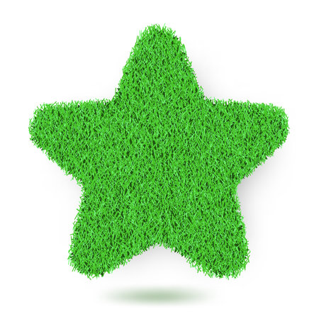 Star shape with realistic lawn grass texture, isolated on white background. Vector spring or summer design element. Ecology conceptのイラスト素材