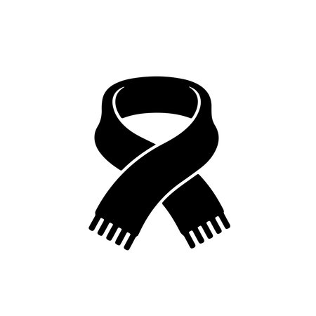 A minimalist black scarf icon, perfect for representing winter clothing, warmth, or fashion accessories in a clean and modern design.のイラスト素材