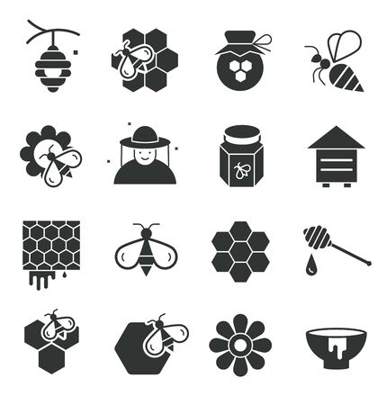 Bee and honey vector icons setのイラスト素材