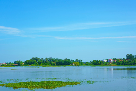 Lake and blue skyの写真素材