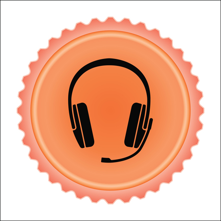 Headset icon on orange illustration.のイラスト素材