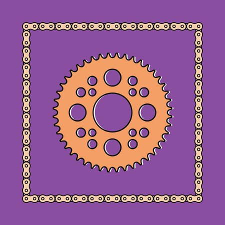 Set of sprocket wheel and chain icon illustration.のイラスト素材