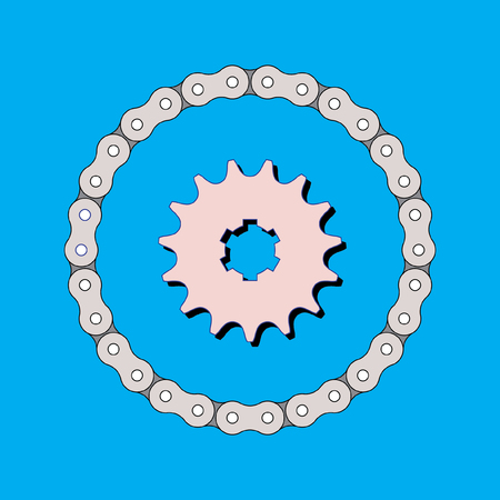 Set of sprocket wheel and chain icon. Vector illustrationのイラスト素材