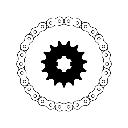 Set of sprocket wheel and chain icon illustration.のイラスト素材