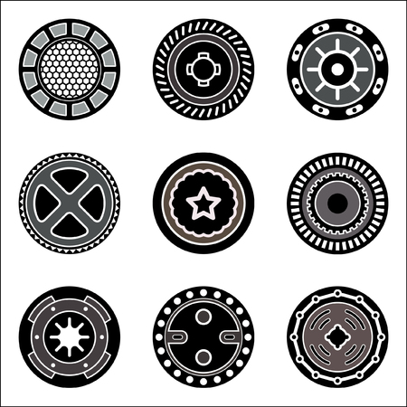 Machine part vector icon setのイラスト素材