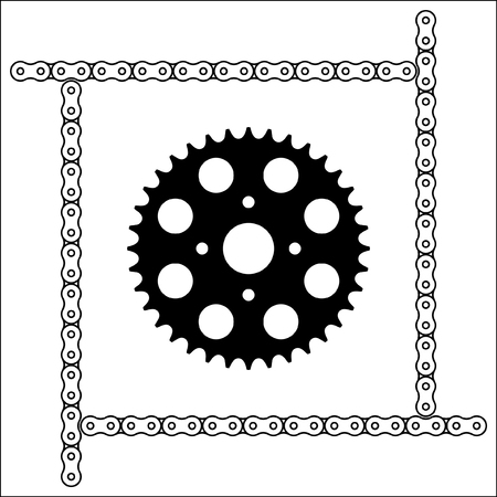 Set of sprocket wheel and chain icon. Vector illustration.のイラスト素材