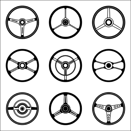 Steering wheel vector icon setのイラスト素材