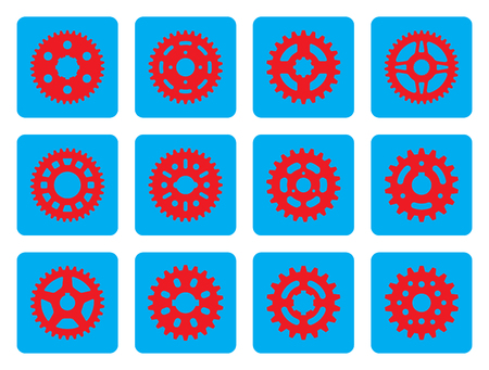 Gear wheel vector icons in cyan backgroundのイラスト素材