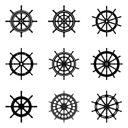 Ship wheel vector icon collectionのイラスト素材