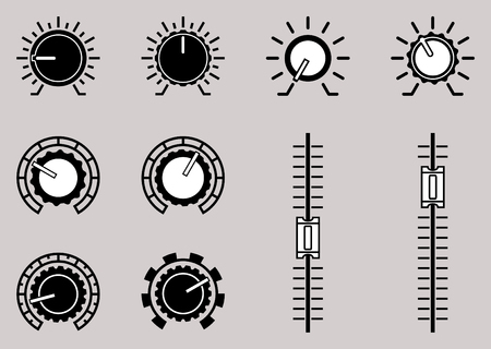 Volume control vector icon set on gray backgroundsのイラスト素材