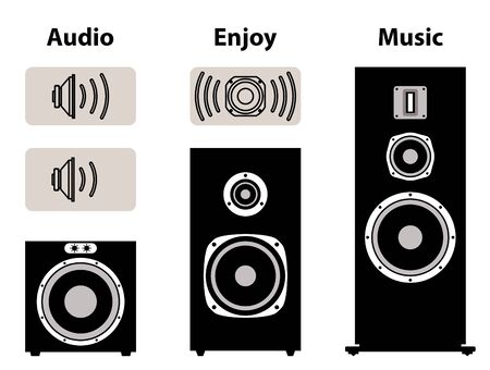 Set of speaker and volume symbol. Vector illustration.のイラスト素材