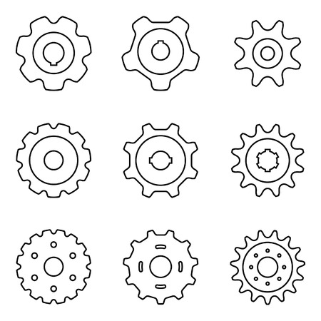 Set of various forms of sprocket wheel.のイラスト素材