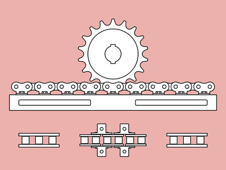 Sprocket wheel and roller chain rack vector illustrationのイラスト素材