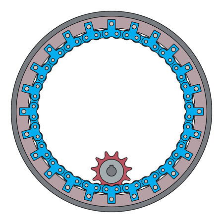Sprocket wheel and chain wheel. Vector illustrationのイラスト素材