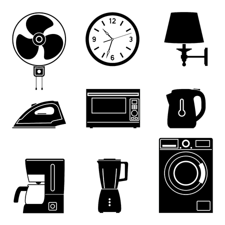 Set of appliances icons. Silhouette vectorのイラスト素材