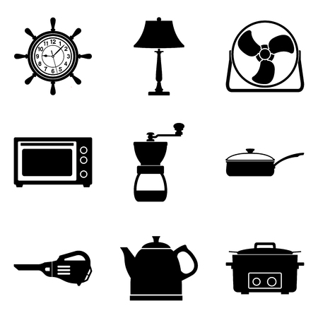 Set of home appliance icons. Silhouette vectorのイラスト素材