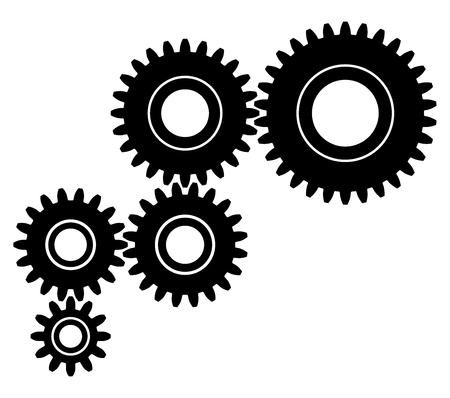 Meshing gear wheel, working in a sequenceのイラスト素材