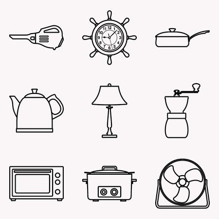 Set of home appliance icons. Thin line vectorのイラスト素材