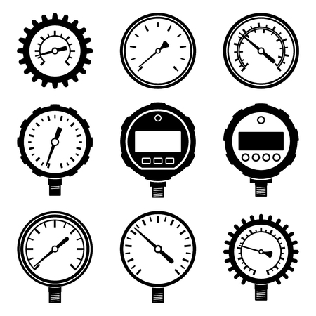 Pressure gauge icon set. Vector illustrationのイラスト素材