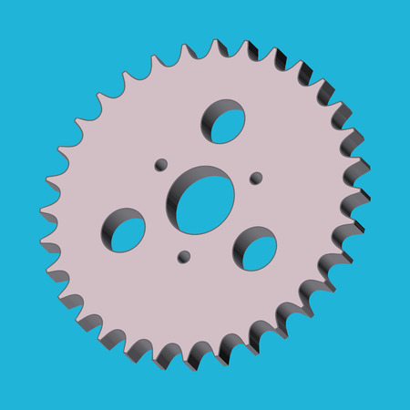 Sprocket wheel on cyan background. 3D effect vectorのイラスト素材