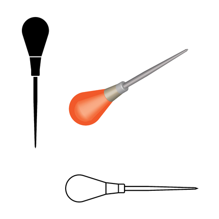 Handle scratch awl. 3D effect and flat vectorのイラスト素材