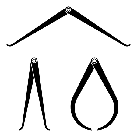Outside and inside caliper gauge. Measuring device. Silhouette vectorのイラスト素材