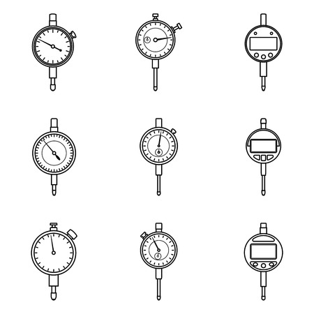Dial indicator. Measure and inspection tools. Vector thin lineのイラスト素材