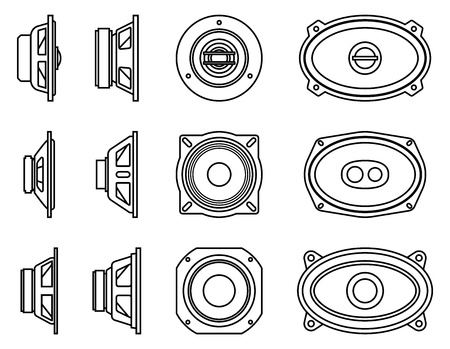 Set of speaker driver icons. Thin line vectorのイラスト素材