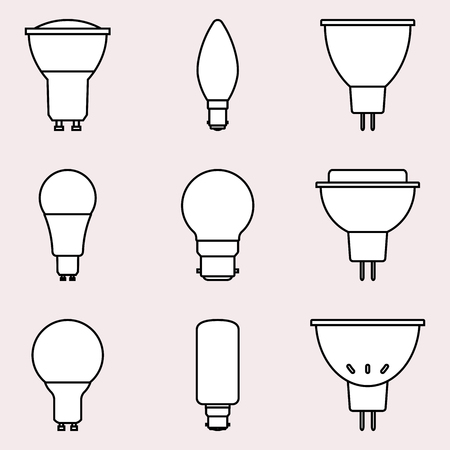 Light bulb icon set. Vector thin lineのイラスト素材