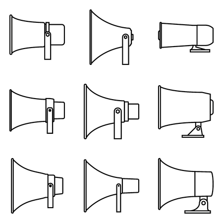 Horn speaker. Thin line vector iconsのイラスト素材