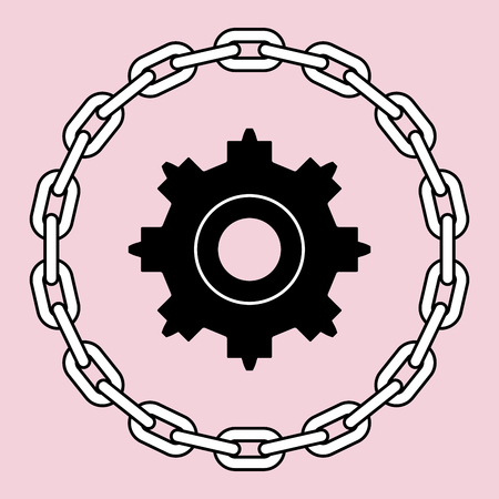 Round link chains and sprocket. Vector illustrationのイラスト素材