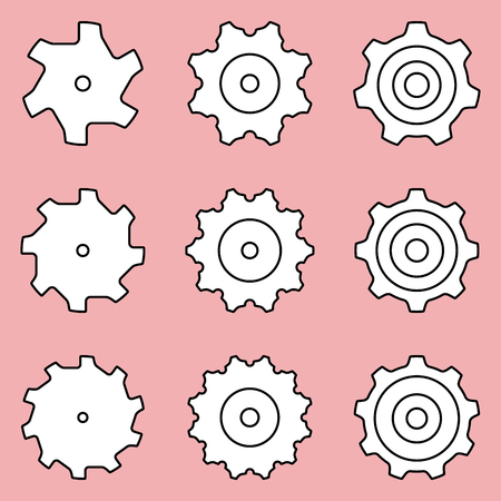 Set of pulley and sprocket wheel. Flat vector iconsのイラスト素材